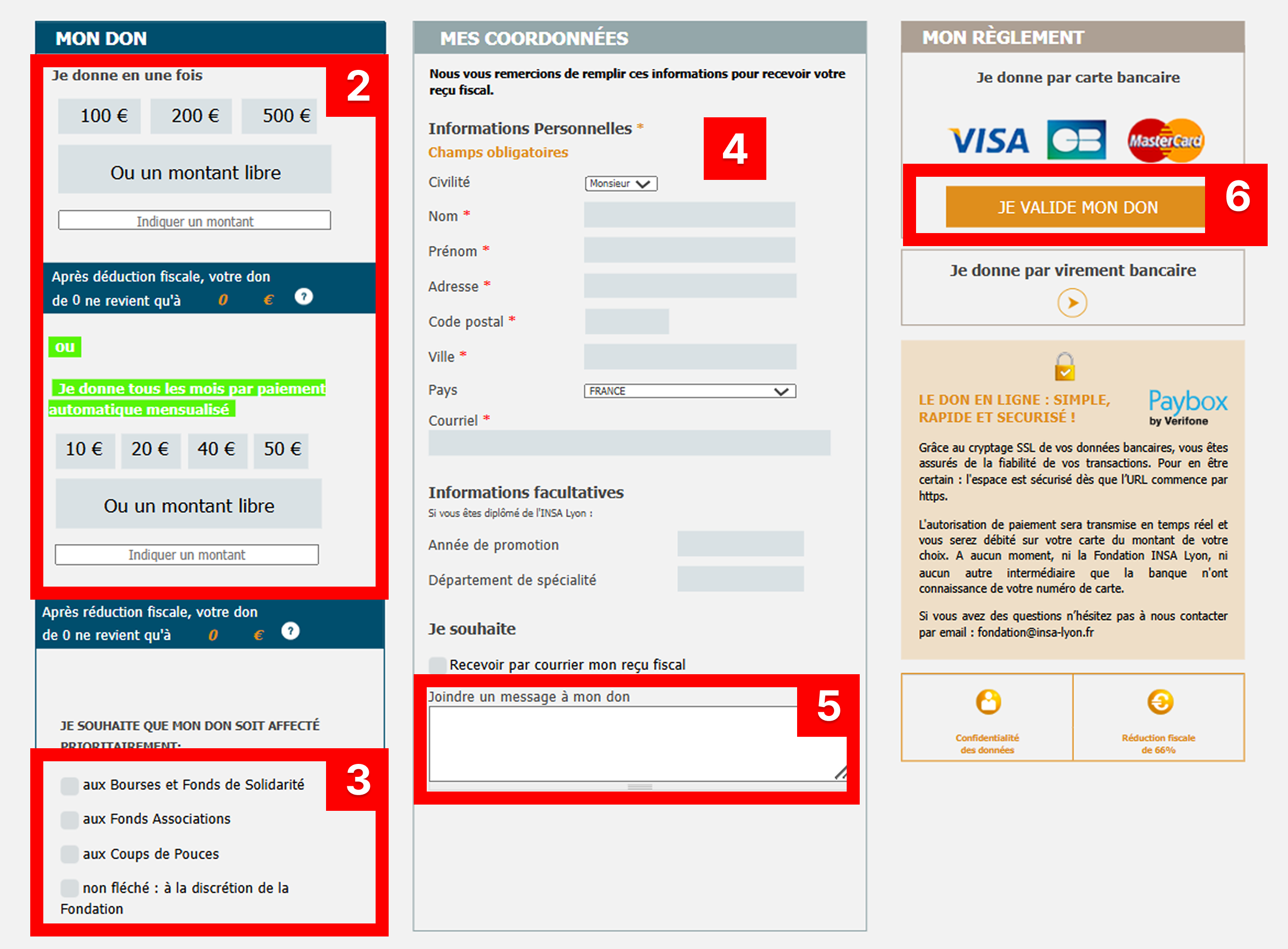 Steps to make donation